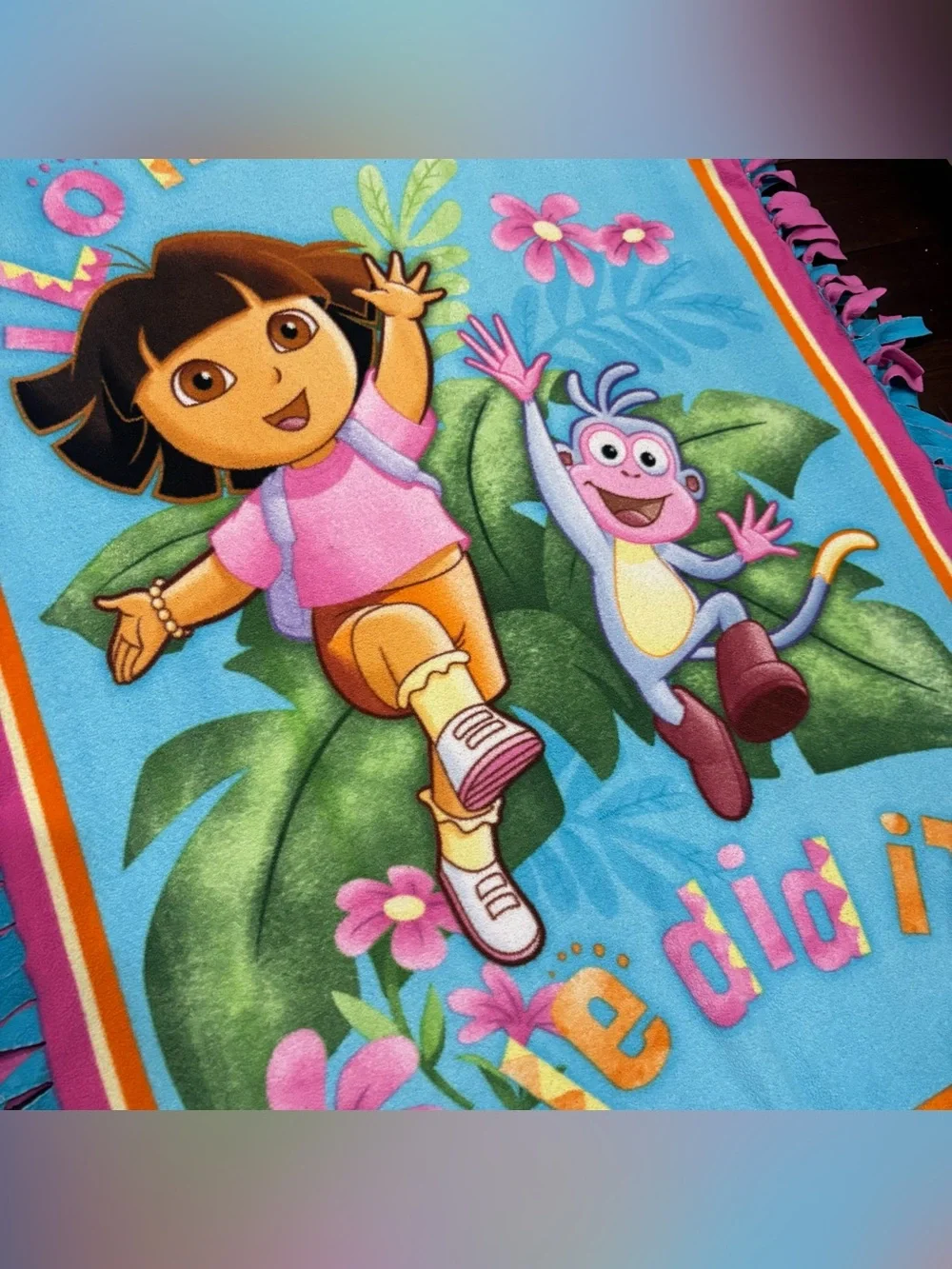 Nickelodeon Dora the Explorer & Boots Fleece Kids Throw Blanket Vintage